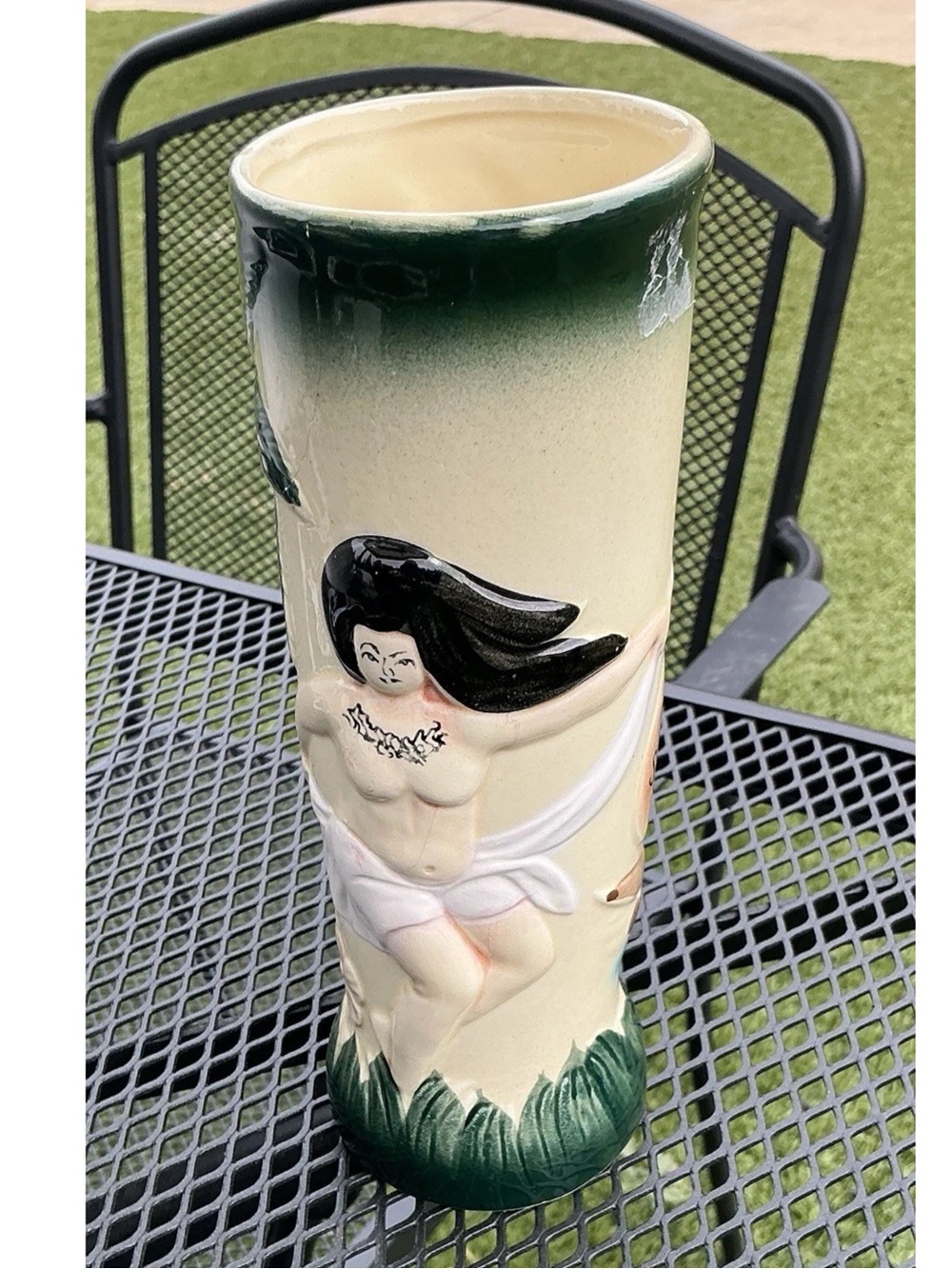 Vintage SAIL WITH HARVEYS Tiki Hawaiian, Ceramic Vase, Japan Made, Hula Girl